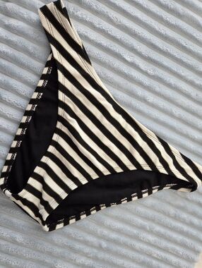 Shade & Shore Black, Cream And Gold Striped Swim Bottom